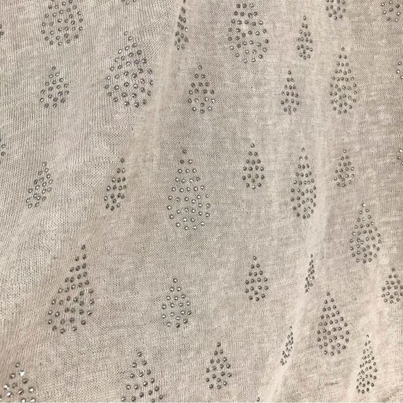Essentials by Milano Taupe Gauzy Knit Stud Embellished Lightweight Short Sleeve - Picture 7 of 14